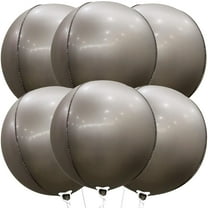 Big, 22 Inch Grey Metallic Balloons - Pack of 6 | Mylar 360 Degree 4D ...