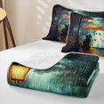 thumbnail image 4 of Erosebridal Kawaii Umbrella Ghost Quilt Full, Happy Halloween Full Bedspread Sets for Boys Girls, Teal Orange White, 3pcs 1 Coverlet and 2 Pillowcases, 4 of 7