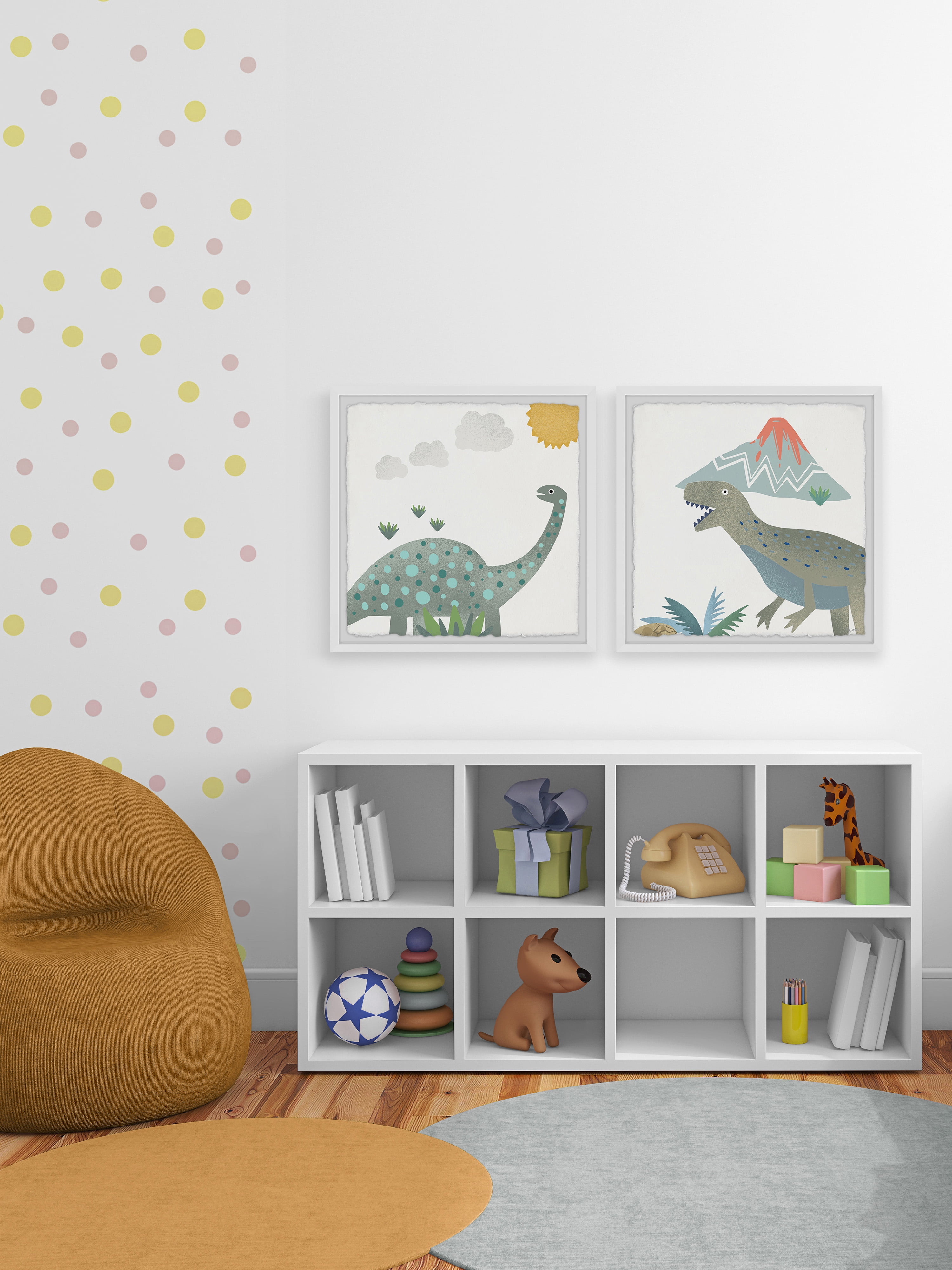 Marmont Hill Printed Dinosaurs Framed Art Prints, Set of 2