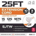 thumbnail image 2 of Iron Forge Cable 25ft Lighted Outdoor Heavy Duty Extension Cord with 3 Outlet - 15 Amp 10/3 SJTW Orange 10 Gauge Extension Cord with Multiple Outlets, 2 of 6