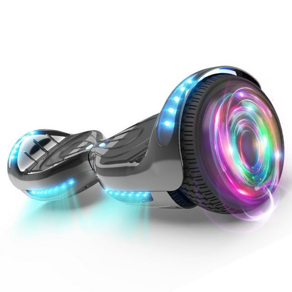HOVERSTAR 6.5 inch Hoverboard with Bluetooth Speaker and LED STAR FLASHING WHEELS Scooter Chrome Black