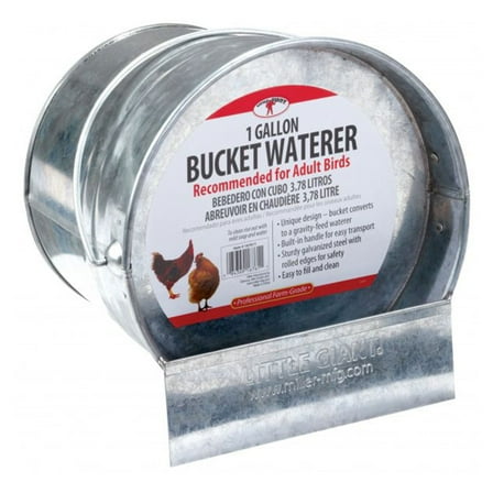 Little Giant 1-Gallon Galvanized Steel Poultry Bucket Waterer w/ Built-In Handle