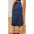 thumbnail image 6 of Women Denim Midi Skirt High Waisted Button Up Casual Slit Jean Skirts, 6 of 7
