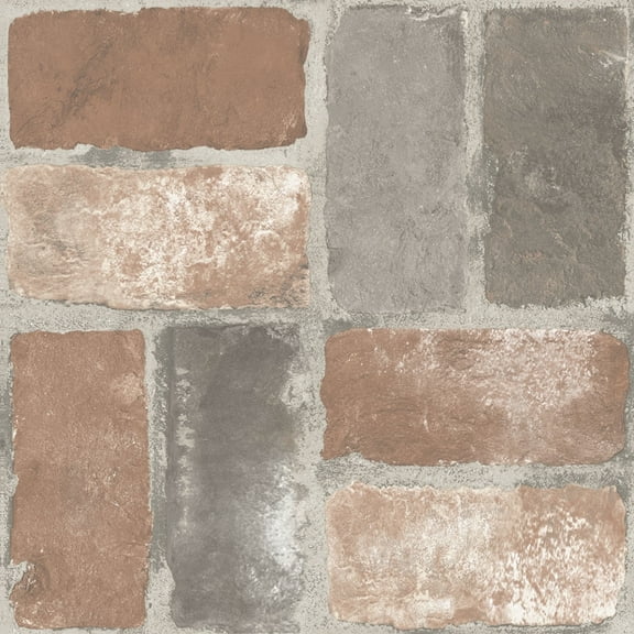FloorPops Harvard Brick Red 12 in. x 12 in. Peel and Stick Virgin Vinyl Floor Tiles (10-Pack)