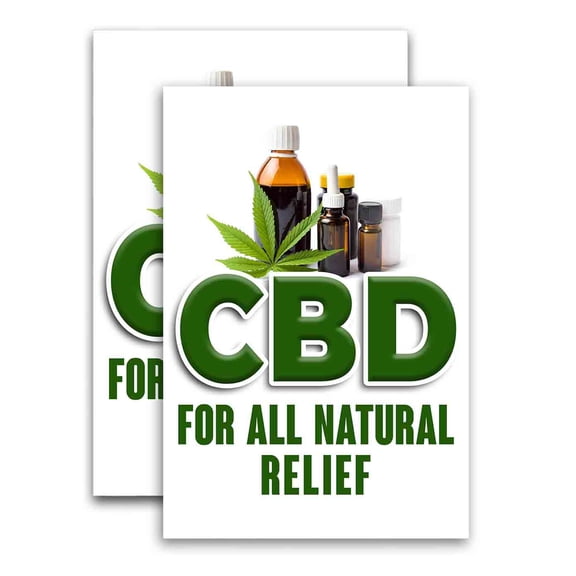 CBD Oil Natural Nausea Relief (24" X 36") Vinyl Decal Only (Pack of 2) |Sign|Sticker|Poster