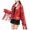 Red, variant on Women Lapel Full Zip Sequin Fringe Cropped Jacket Long Sleeve Loose Party Concert Outerwear 1pc Size A True To Size