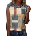 thumbnail image 5 of Trgacdwlo Plaid Womens Tank Tops Crew Neck Raglan Womens Sleeveless Shirts Patchwork Summer Beach Vintage Tunic Shirts for Women, 5 of 6