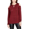 thumbnail image 1 of Rachel Roy Womens Cold Shoulder Knit Blouse, Red, Medium, 1 of 3