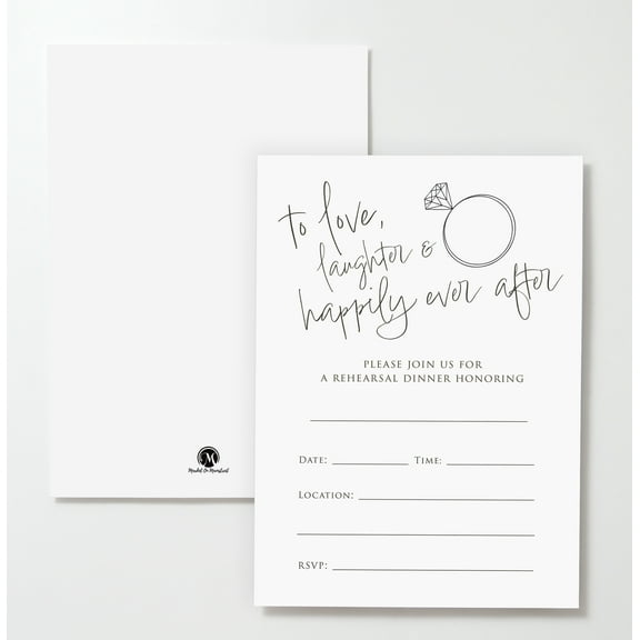 Market On Mainstreet Black and White Minimalist Rehearsal Dinner Invitations w/ Envelopes, 25 Cards and 25 Envelopes, Made in the USA