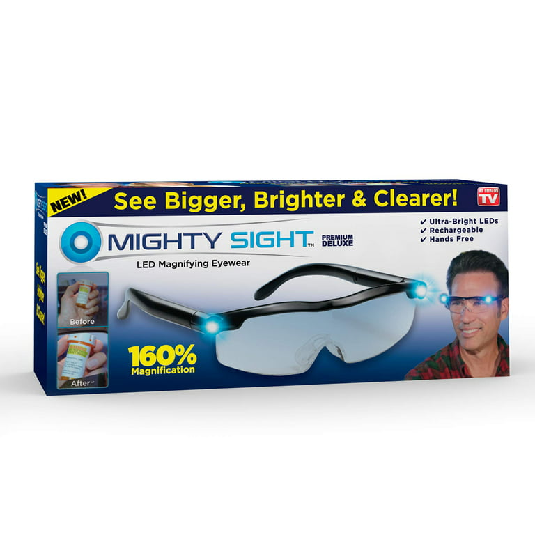 Mighty Sight Led Magnifying Eyewear Glasses with Rechargeable LED lights  160%-US