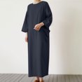 thumbnail image 1 of Fankiway Robe Décontractée en Coton et Lin à Col en V pour Femmes Printemps et Été avec Poches, Manches Courtes, 1 of 7