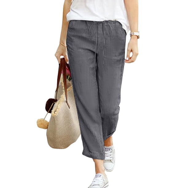 WILLBEST Pantalones Casuales de Verano para Mujer, Ligeros, Cómodos, Transpirables, para Playa, con Bolsillo para Uso Diario. Chica