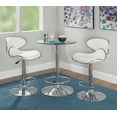 thumbnail image 3 of Agnes 3-Piece Metal and Glass Pub Table Set, White Faux Leather, 3 of 7