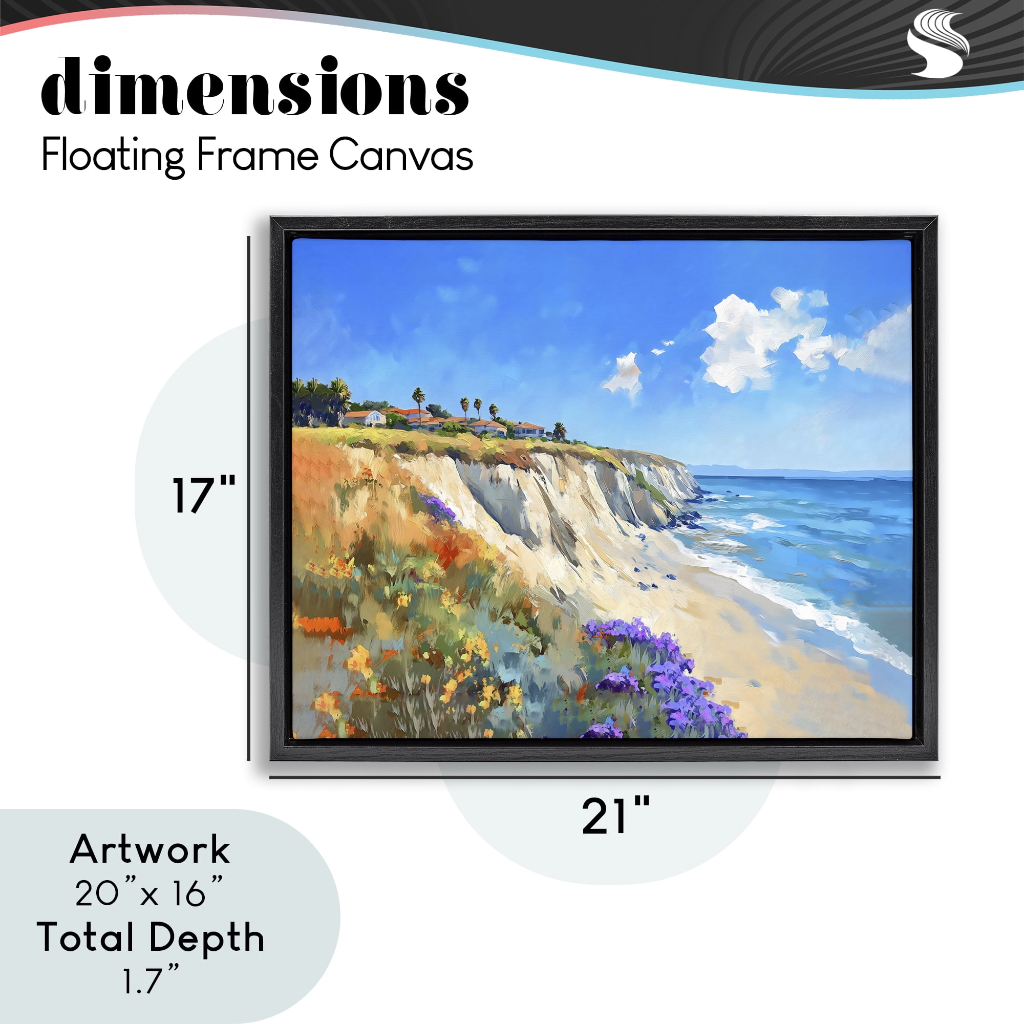 Stupell Industries Coastal Wildflower Field Black Framed Floater Canvas Wall Art, design by The Prints Vibe