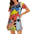 thumbnail image 1 of Easygdp Funny Cats Camisón de manga corta para mujer, informal, estampado, 1 of 6