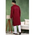 thumbnail image 4 of DWEEP SARA Mehroon Viscose Sequin Kurta Pyjama Set for Men, Festive Ethnic Wear,  XXL, 4 of 7
