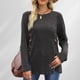 thumbnail image 5 of Blusa Mangas Largas Camisa Top Mujer Básico Ajuste Holgado Cuello Redondo Traje Diario Simple Kuymtek Gris oscuro T M para Mujer, 5 of 6