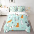 thumbnail image 2 of Castle Fairy Animal Cats Twin Bedding Sets,Teal Orange Bedding Comforter Set, 2 of 8