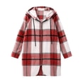 thumbnail image 5 of WIZUTIZ Women's Plaid Long Sleeve Zip Up Hooded Jacket Loose Fit Long Length Casual Coat Fall Winter Trendy Layering Outerwear with Pockets, 5 of 8