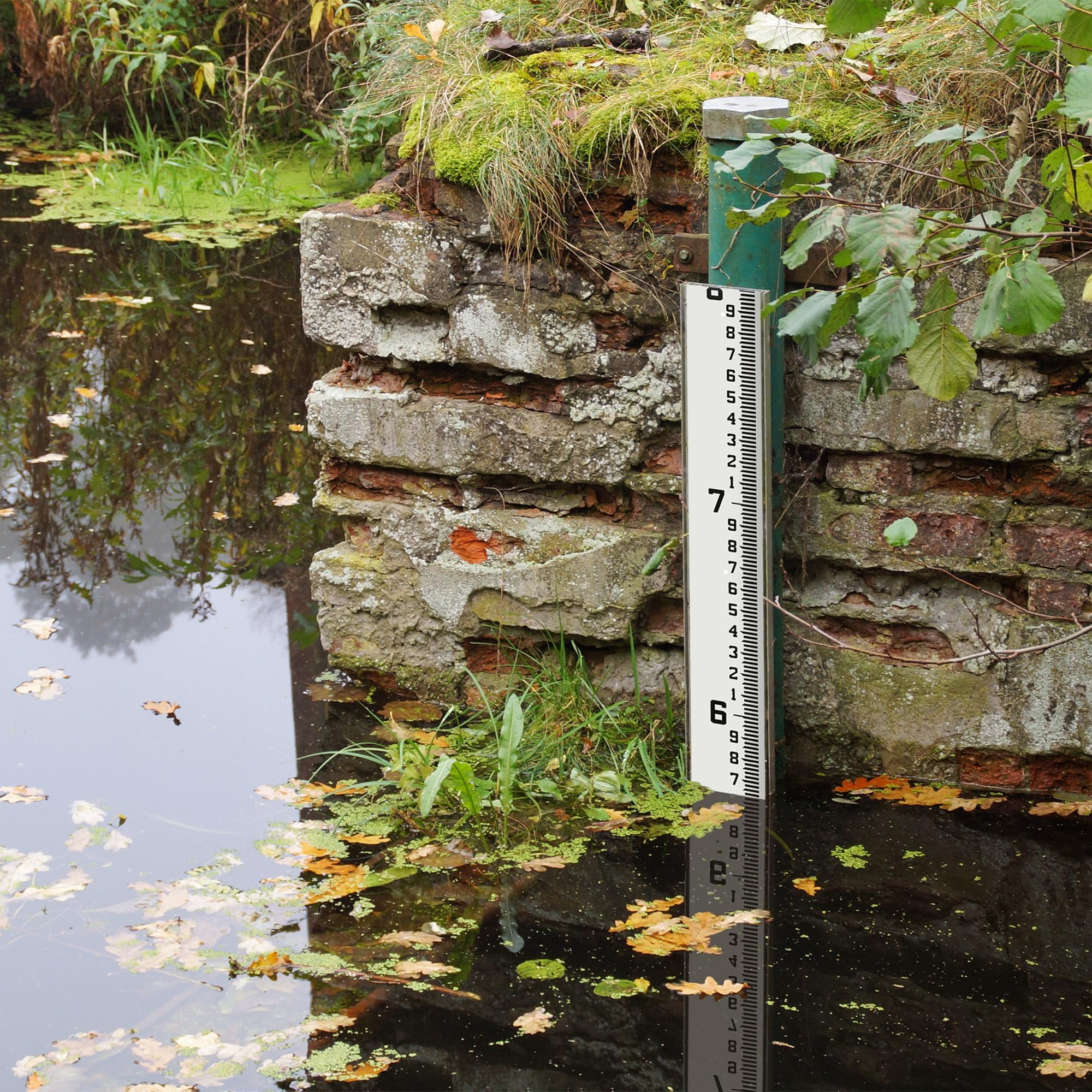 AdirPro 4" Wide Stream Gauge - Heavy Duty Staff Gauge - All Weather Gauge - Water Depth Gauge (100ths/10ths/feet) (4-8')