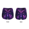 thumbnail image 3 of Balery Purple Starry Sky Antelope Pantalones cortos deportivos para mujer con forro y dos bolsillos, elásticos, para entrenamiento, gimnasio, yoga-Small, 3 of 7