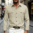 thumbnail image 2 of UAMVSH Men's Linen Shirts Casual Long Sleeve Button Down Shirt Regular Fit Collared Work Tops with Pockets for Wedding Beach, 2 of 7