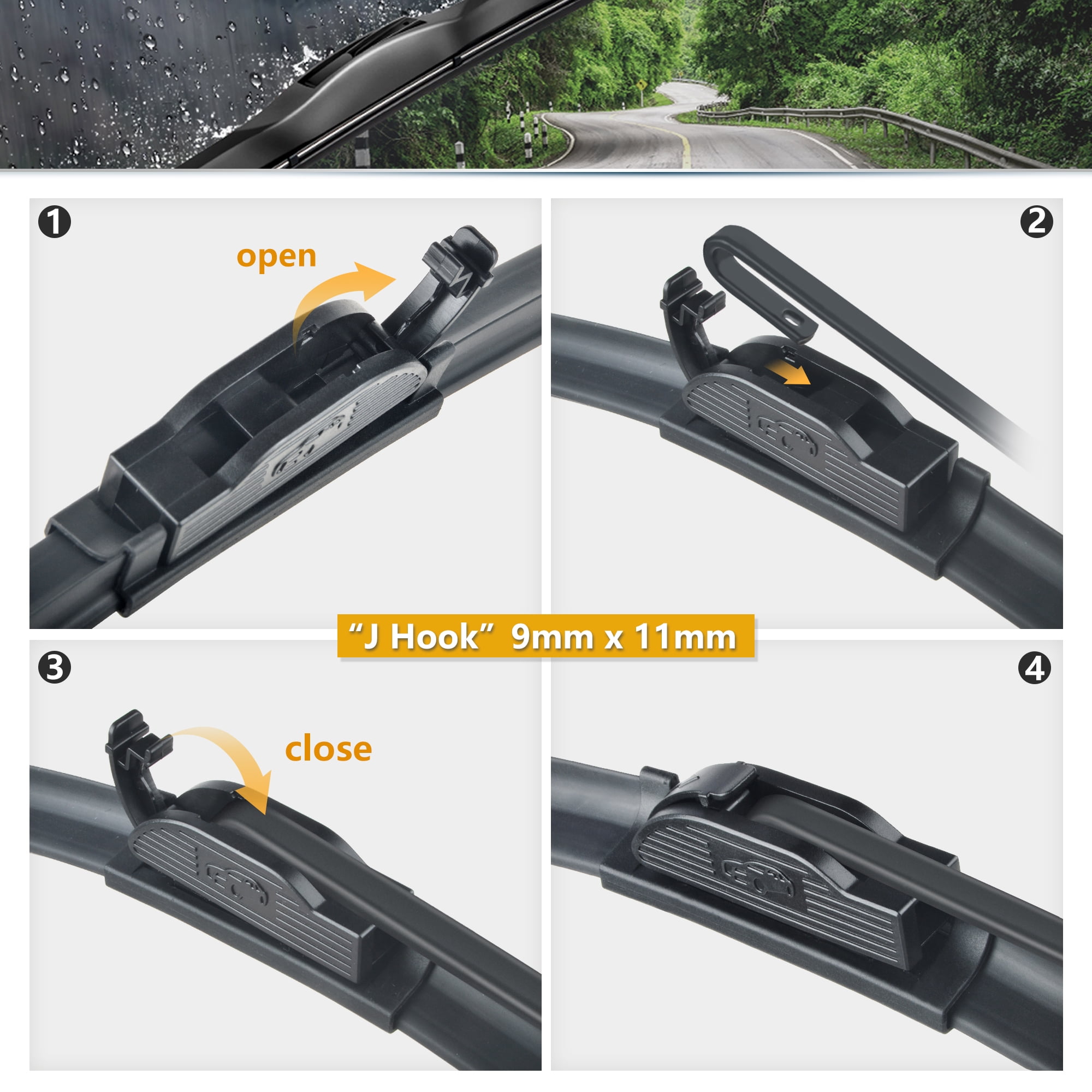 SOCOOL 3Pcs Front & Rear Windshield Wiper Blades Fit For Nissan Rogue 2008-2013 (Pack of 3)，26"+14"+12L, Y20N052B