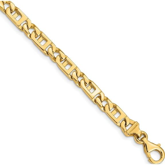 14K Yellow Gold 5.9mm Hand-Polished Fancy Link Chain (18 X 5.9) Made In Peru lk171-18