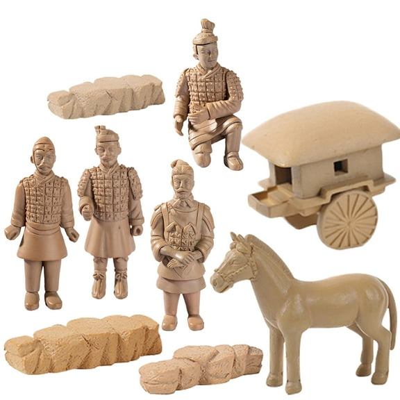 LEORX 23Pcs Terracotta Warriors Statues Light Brown Miniature Statue Family present
