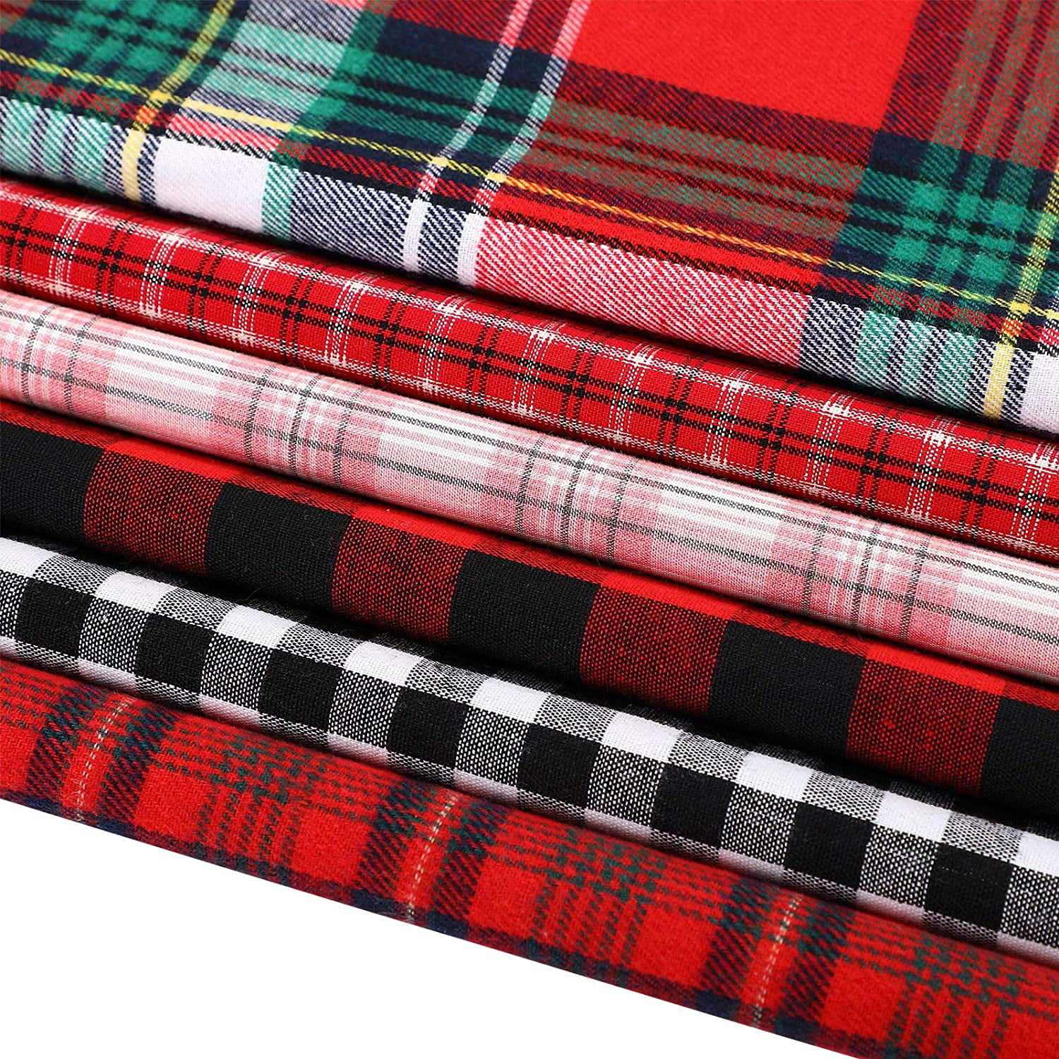 12 Pieces Plaid Fabric Squares Bundles Buffalo Stripe Fat Quarters 19.5 x 15.7 Inch Charm Yarn-Dyed Checked Cloth Quilting Fabric Scraps for Christmas DIY Crafting Sewing Patchwork 