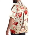 thumbnail image 3 of Eiffel Tower Valentine's Day Men's Casual Hawaiian Shirts, Printed Button Down Short Sleeve Summer Beach Tops with Spread Collar - Unisex, 3 of 6