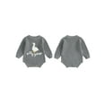 thumbnail image 2 of RUINIXCW Newborn Baby Girl Boy Silly Goose Outfit Knit Sweater Romper Infant Baby Girl Fall Winter Warm Sweaters Clothes Long Sleeve Letter Embroidery Bodysuit, 2 of 8