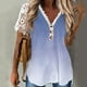 thumbnail image 2 of Gibobby Camiseta Powerblend con Cuello en V Camiseta manga corta con cuello en V sexy verano para mujer Gradación(Morado,XL), 2 of 5