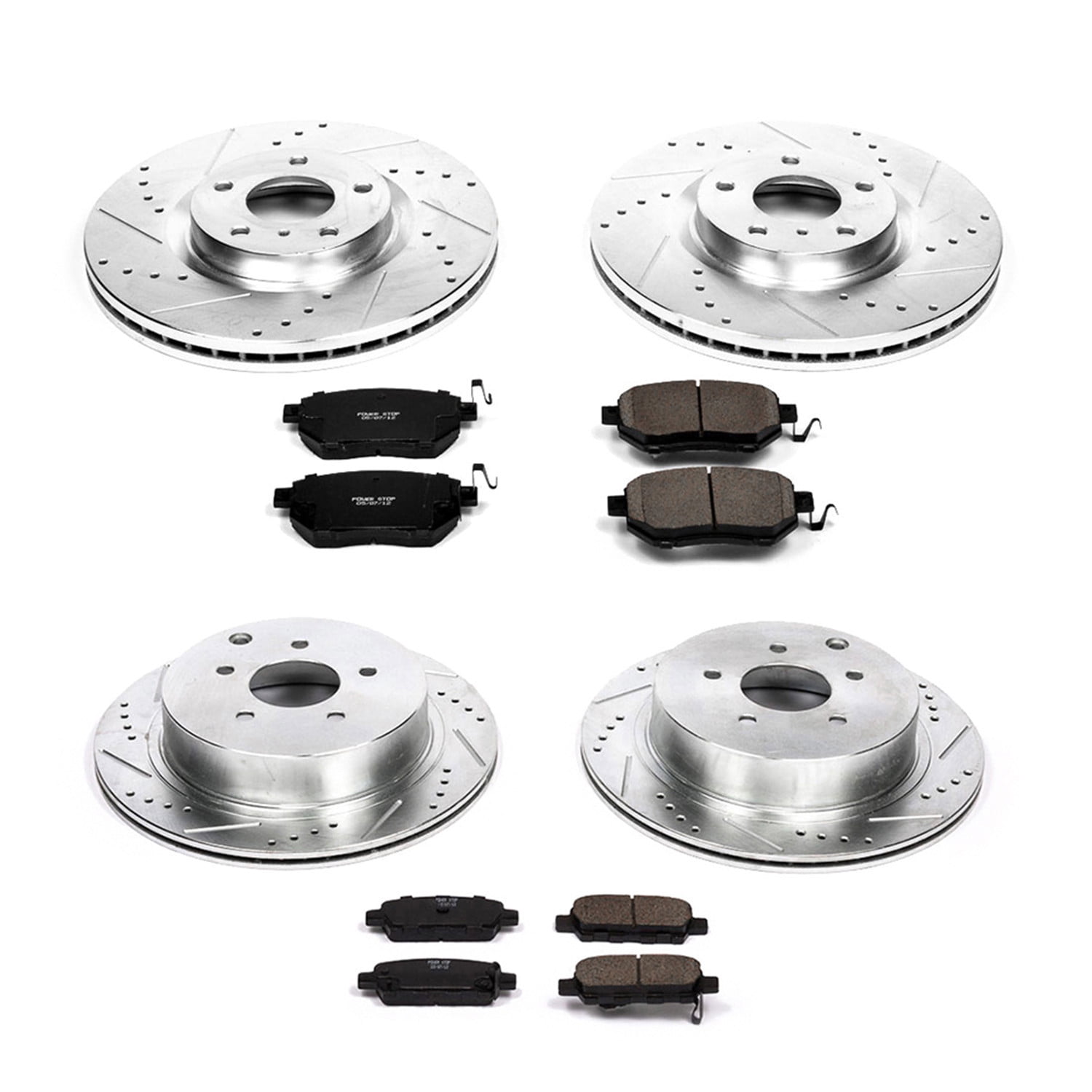 PowerStop Front and Rear Z23 Evolution Sport Carbon-Fiber Ceramic Brake Pad and Drilled & Slotted Rotor Kit Fits: NISSAN Select Models K119
