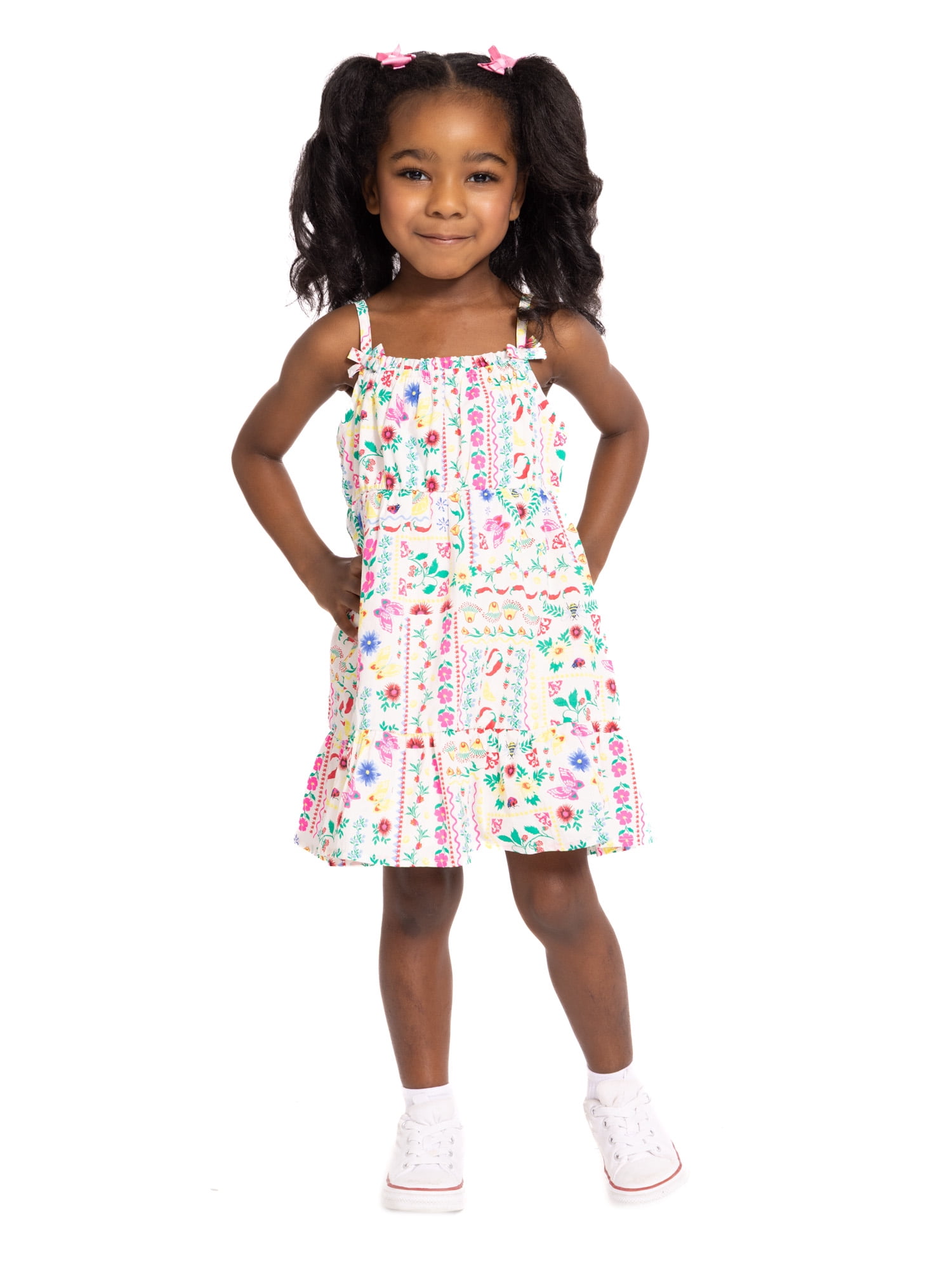 Wonder Nation Toddler Girls Sleeveless Allover Print Dress, Sizes 12M-5T