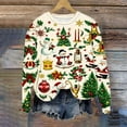 thumbnail image 2 of Women's Christmas Sweatshirt Santa Print Long Sleeve Crewneck Dropped Shoulder Pullover Top White-1 2XL, 2 of 4