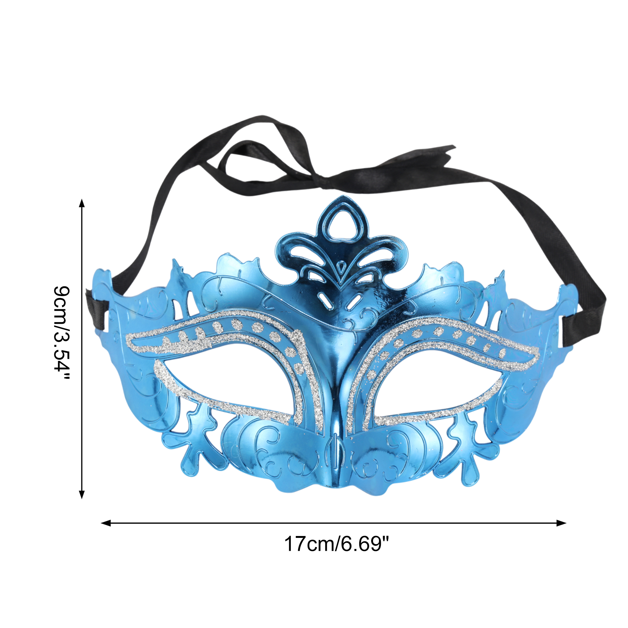 Unique Bargains 1 Pack Electroplated Half-face Party Mask for Masquerade Blue