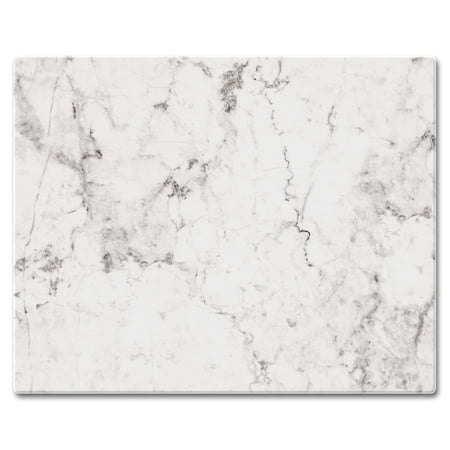 CounterArt "White Marble Design" 3mm Heat Tolerant Glass Cutting Board 15" by 12"