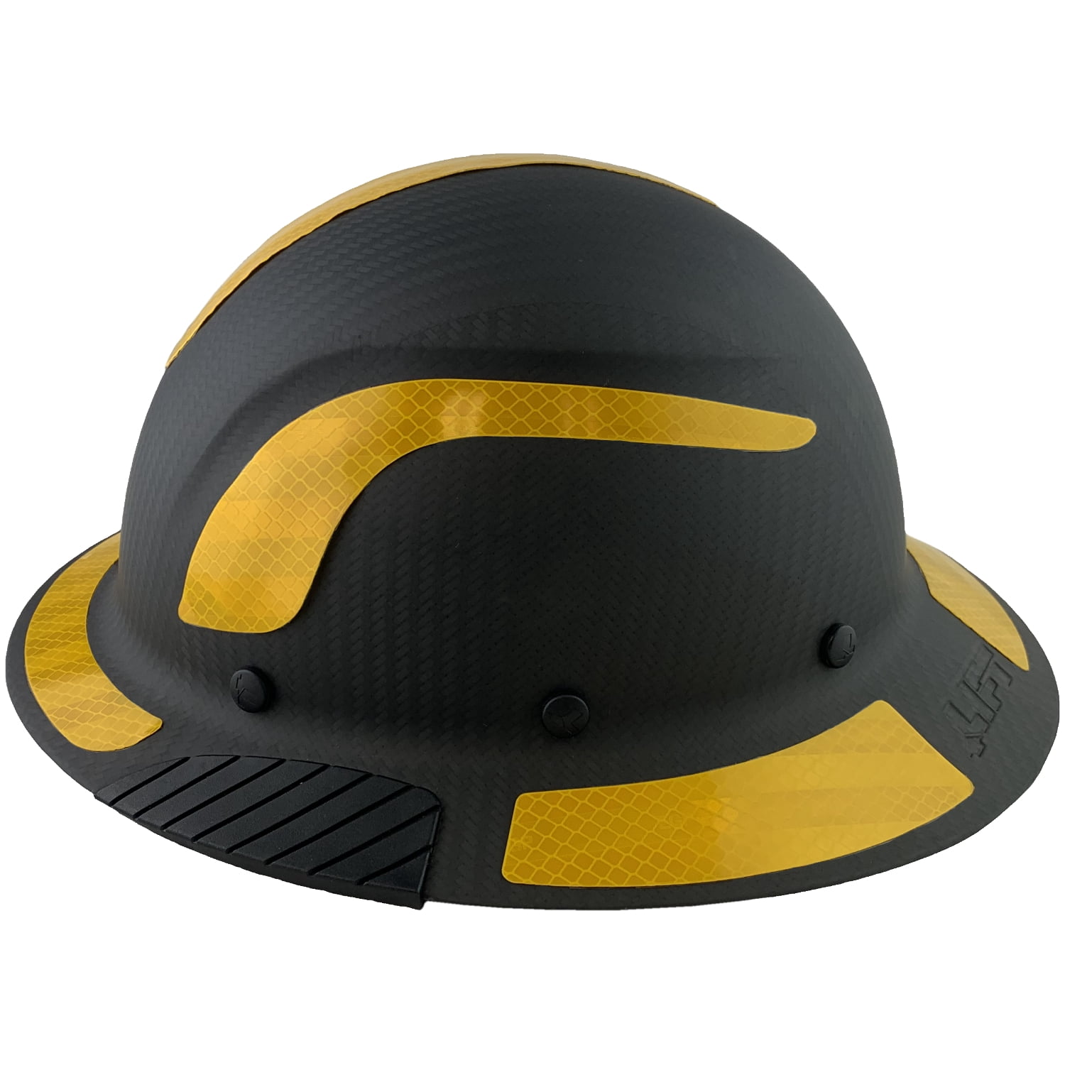 Lift Safety Helmet - Actual Carbon Fiber Full Brim Hard Hat - Matte Black with Yellow Reflective Decals with Hard Hat Tote Bag