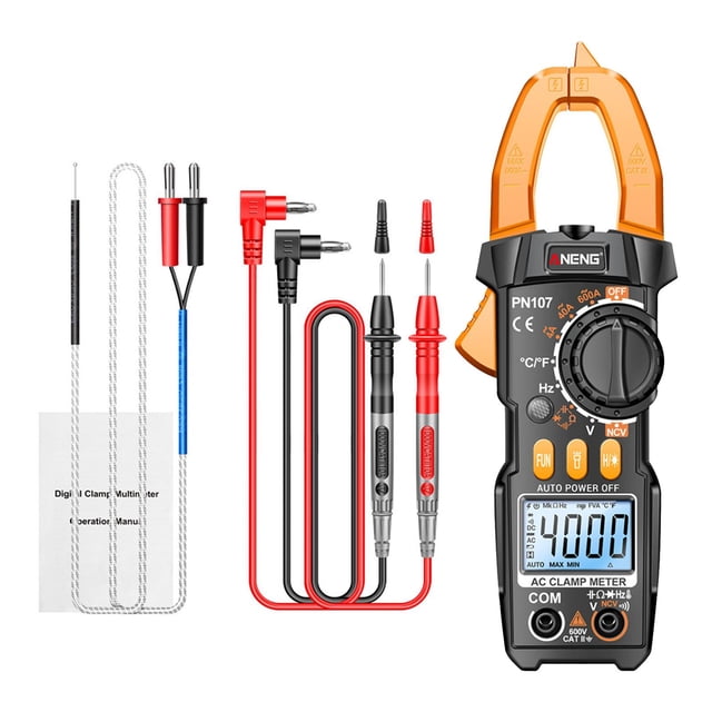 tamizeot Clamp Meter Multimeter Handheld Multi Tester Ammeter DC for Vehicles Home Yellow