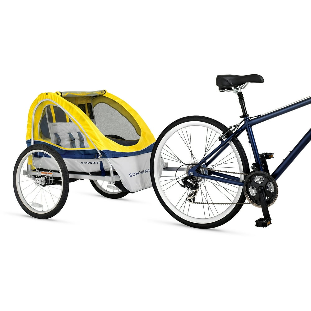 Schwinn Echo Double Bike Trailer, Yellow/Navy