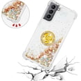 thumbnail image 3 of case for Samsung Galaxy S21 5G 6.2",Creativity Clear Quicksand Glitter Flowing Liquid Floating Soft TPU Case w/Stand Bling Diamond Sparkle Phone Cover for Samsung Galaxy S21 5G  Colorful Gold, 3 of 14