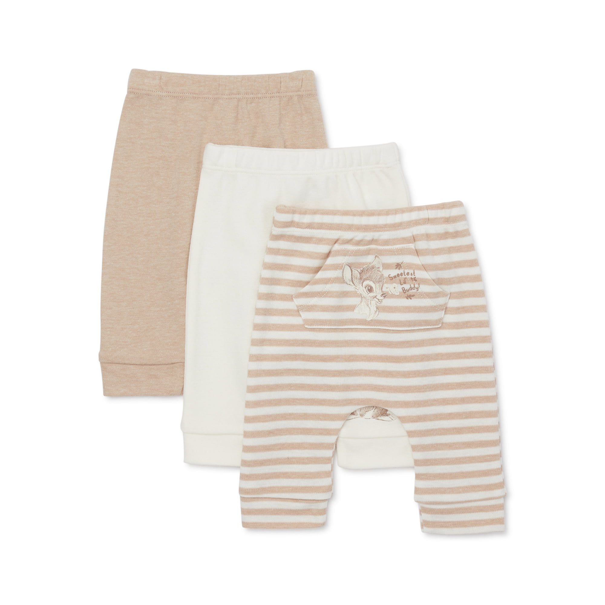 Disney Baby Wishes + Dreams Bambi Infant Baby Jogger Pants, 3-Pack, Sizes Newborn-12 Months