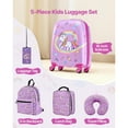 thumbnail image 2 of KFFKFF Ensemble de Bagages pour Enfants, 5 Pcs, Valise Rigide à Roulettes de 18 Pouces avec Sac à Dos et Oreiller en Forme de U, Ensemble de Bagages Cabine pour Enfants Licorne, 2 of 9