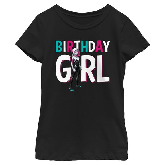 Girl's Marvel Birthday Girl Ghost-Spider Graphic Tee Black X Large