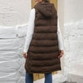 thumbnail image 6 of Long Vest for Women Sleeveless Side Zipper Long Puffer Vest Lightweight Warm Zip up Hooded Jacket for Fall and Winter Coffee S, 6 of 8