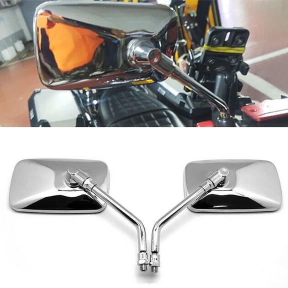 BAETEUY 10mm Rectangle Motorcycle Handlebar Rear View Side Mirrors