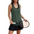 thumbnail image 2 of Telankuip Womens Summer Workout Tank Tops Fashion Sleeveless Backless Yoga Running Sports Gym Tee Shirts Soft Comfortable Solid Color Basic Cami Outdoor Activewear Army Green M, 2 of 7