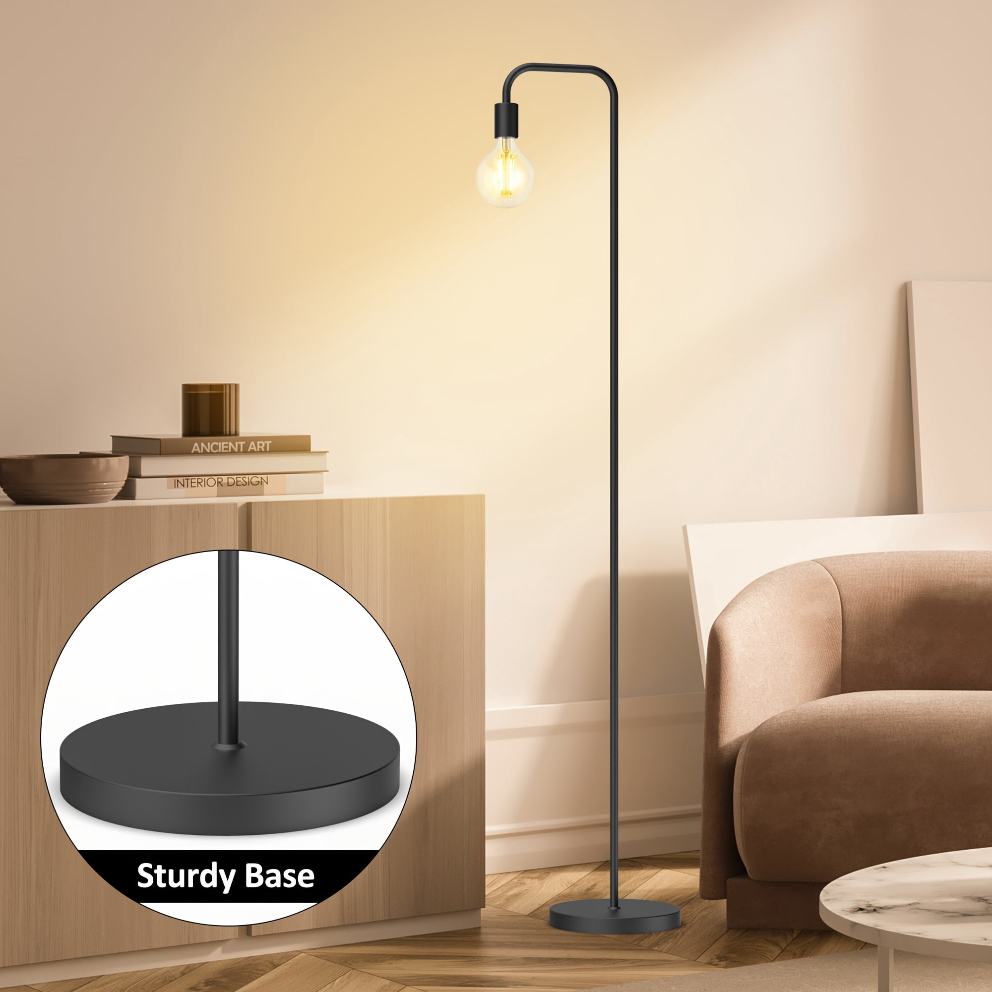 Industrial Standing Arched Floor Lamp And Bulb Included, For Living Room And Bedroom