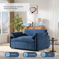 thumbnail image 5 of 50*43" Oversized Chenille Single Sofa Chair,Wide and Deep Seat Accent Chair,Modern Upholstered Comfy Armchair,Color Blocking Couch Lounge with Pillows for Living Room,Apartment,Bedroom (Blue), 5 of 12
